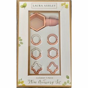 NEW IN BOX Laura Ashley Elegant 7-Pc Wine Accessory Kit Rose Gold Kitchen Dining